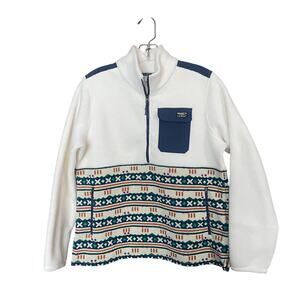 L.L. Bean White and Blue Patterned Sweater